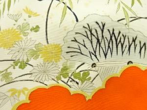 アンティーク　塩瀬手描き菊模様名古屋帯